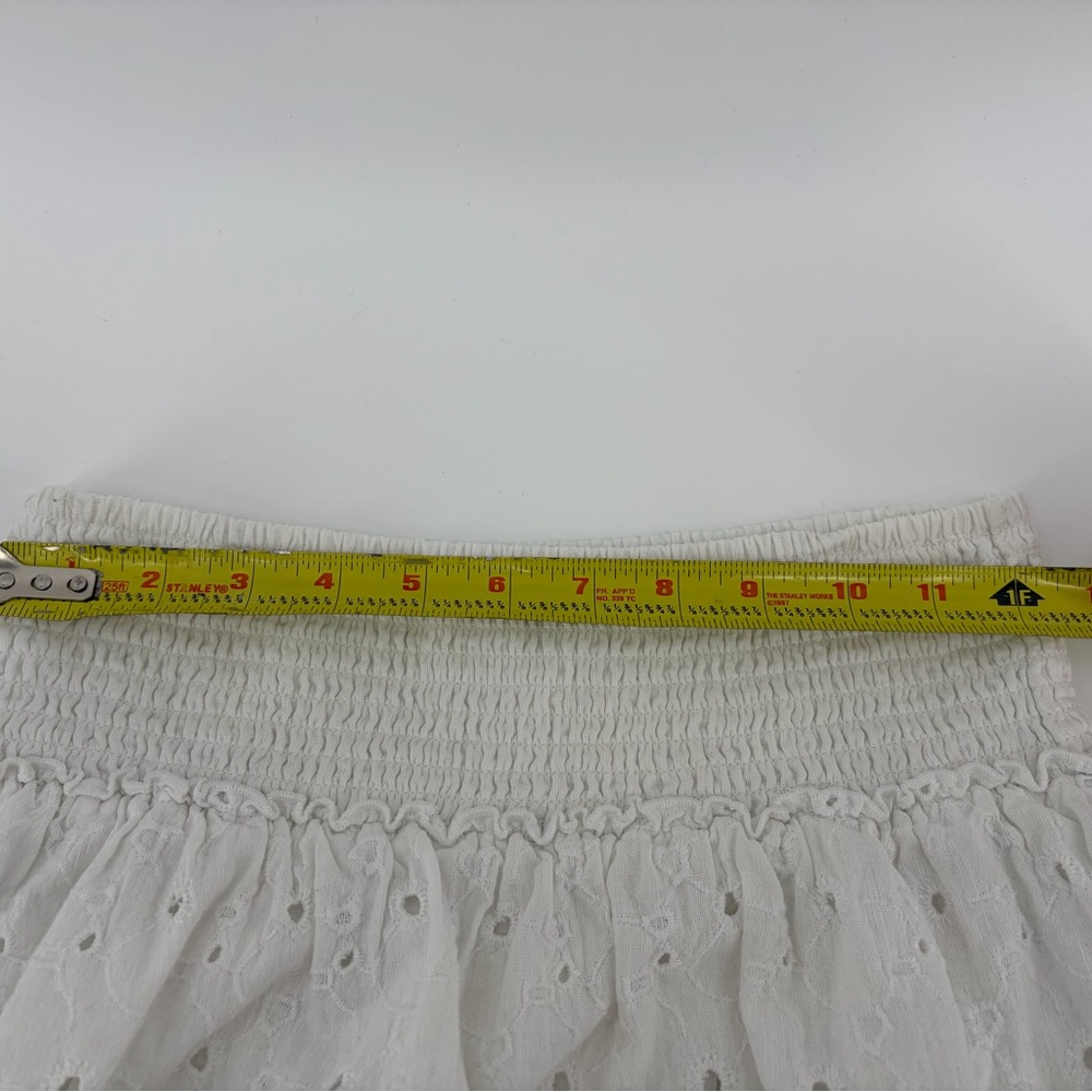 American Eagle Y2K White Eyelet Tiered Skirt Cotton Linen Blend - Picture 8 of 9